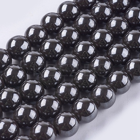 Magnetic Synthetic Hematite Beads Strands X-G-Q893-10mm-1