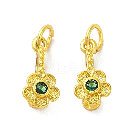 Rack Plating Brass Pave Cubic Zirconia Flower Shape Ice Pick Pinch Bails KK-D100-04G-01-1