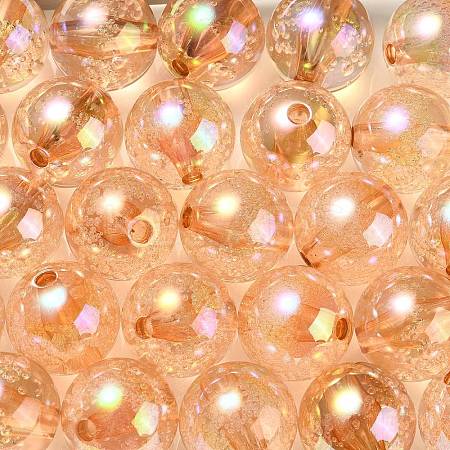 UV Plating Transparent Rainbow Iridescent Acrylic Beads TACR-D010-07A-1