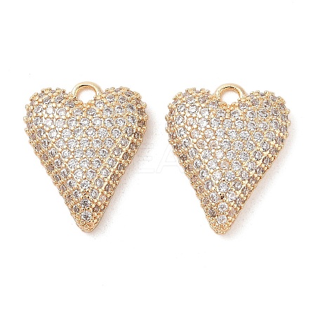 Brass Micro Pave Clear Cubic Zirconia Pendants KK-S388-01G-03-1