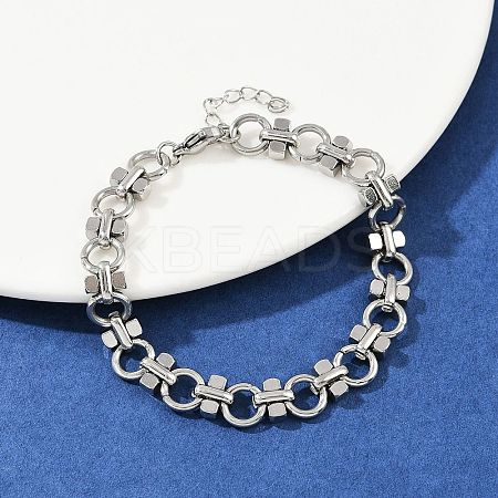 304 Stainless Steel Link Chain Bracelets BJEW-H207-01A-P-1