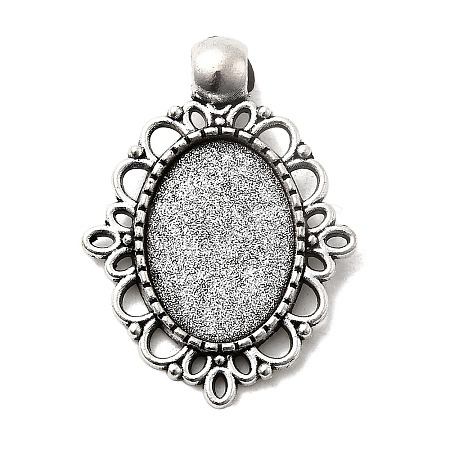 Tibetan Style Alloy Pendant Cabochon Settings X-TIBEP-N003-31AS-1