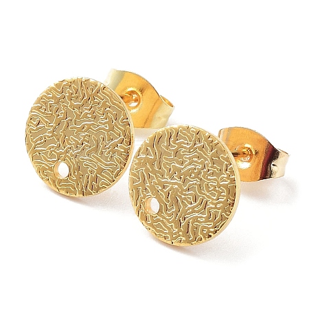 201 Stainless Steel Flat Round Stud Earring Findings LS-X-STAS-K259-18C-G-1