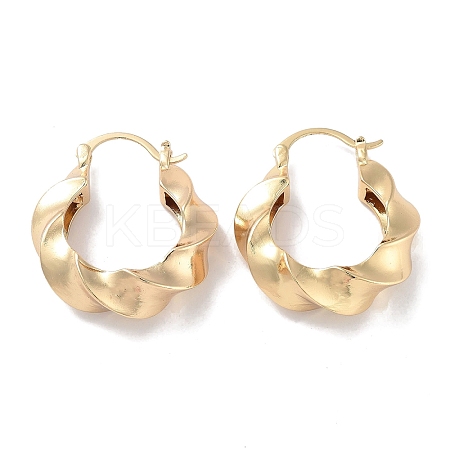 Brass Twist Rope Hoop Earrings for Women EJEW-M239-11G-1
