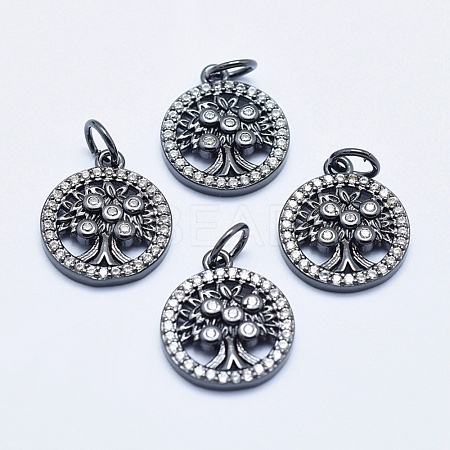 Brass Micro Pave Clear Cubic Zirconia Charms ZIRC-J040-10B-NR-1