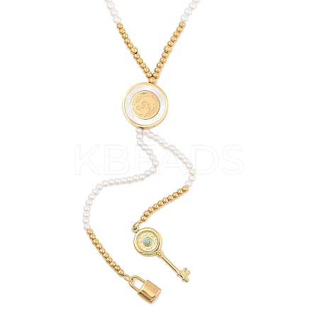 Imitation Pearl & Synthesis Shell Beaded Necklaces NJEW-A032-06G-02-1
