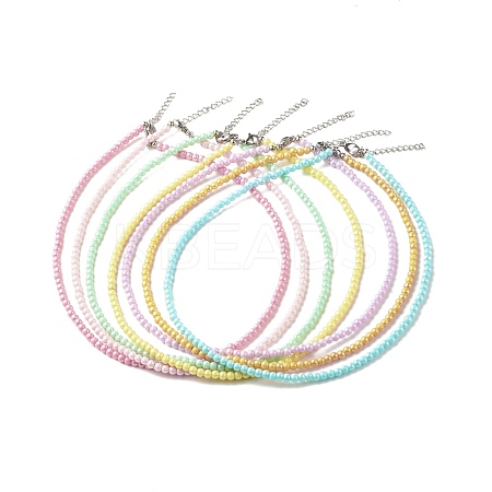 7Pcs 7 Color Round Acrylic Beaded Necklaces for Women NJEW-JN03864-1