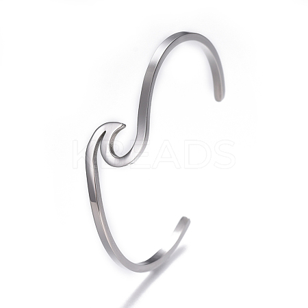 Tarnish Resistant 304 Stainless Steel Cuff Bangles BJEW-G611-01P-1