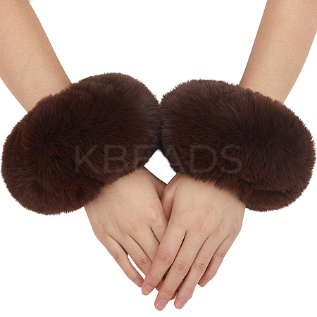 Women Imitation Rabbit Hair Cuffs Oversleeve Arm Gloves AJEW-WH20018-34A-1