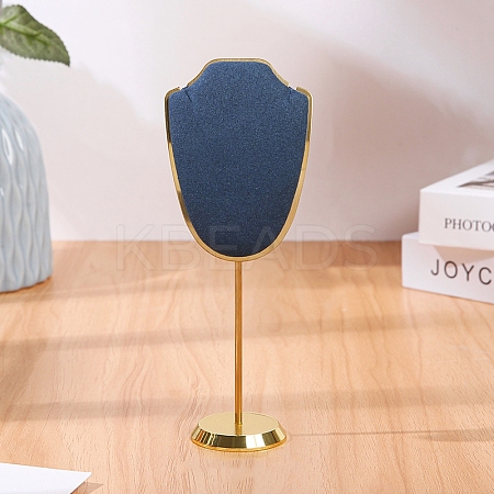 Bust Shaped Microfiber Necklace Display Stands with Golden Tone Aluminum Alloy Support ODIS-H006-01C-1