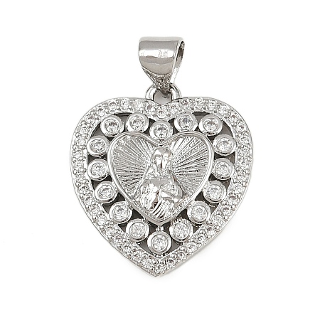 Brass Micro Pave Cubic Zirconia Pendants KK-P323-11D-P02-1