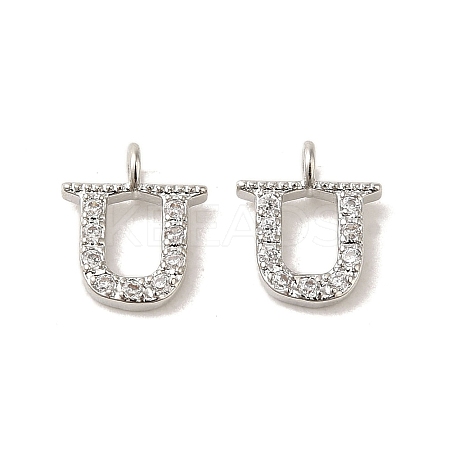 Initial Letter Brass Micro Pave Cubic Zirconia Pendants ZIRC-F008-U-1