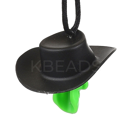 Halloween Skull Plastic Pendant Necklaces NJEW-S006-01D-1