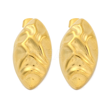 Horse Eye Ion Plating(IP) 304 Stainless Steel Stud Earrings EJEW-H013-26G-1