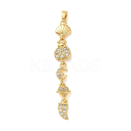 Brass Micro Pave Clear Cubic Zirconia Pendants KK-D101-01A-G-1
