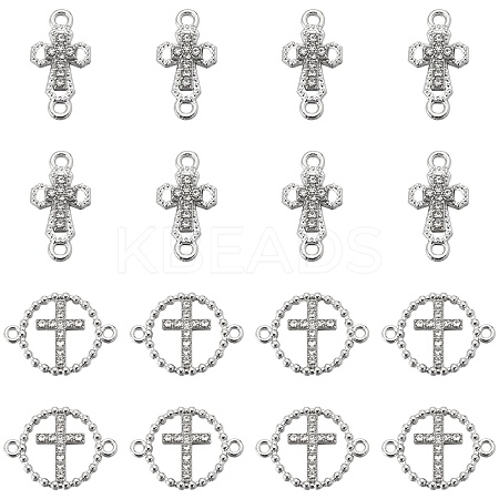 40Pcs 2 Styles Religion Alloy Crystal Rhinestone Connector Charms FIND-SC0007-91-1
