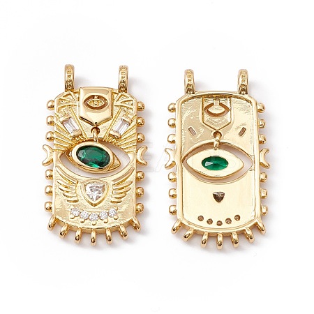 Rack Plating Brass Micro Pave Cubic Zirconia Pendants ZIRC-C040-07G-1