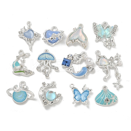Alloy Rhinestone & Enamel Pendants PALLOY-F312-01S-1