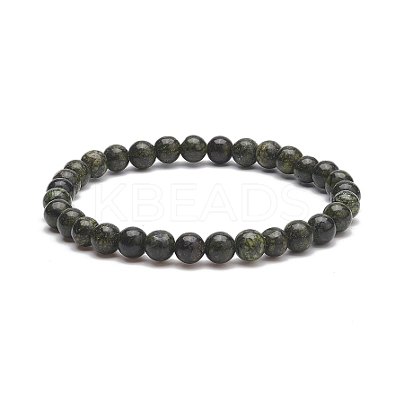 Natural Serpentine Round Beaded Stretch Bracelet BJEW-JB07554-02-1