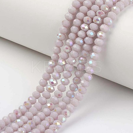 Electroplate Opaque Solid Color Glass Beads Strands EGLA-A034-P4mm-L08-1