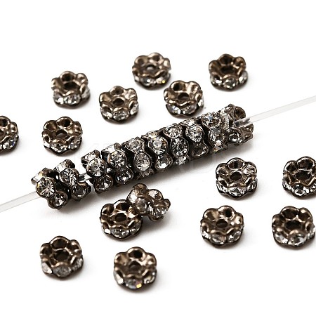 Flower Brass Crystal Rhinestone Bead Spacers RB-D302-B-1