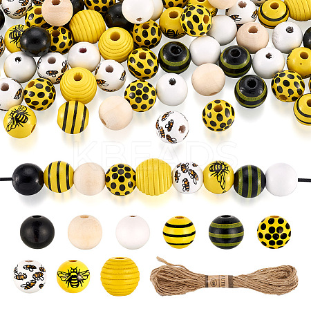 Kissitty DIY Bee Wooded Ornaments Kit DIY-KS0001-28-1