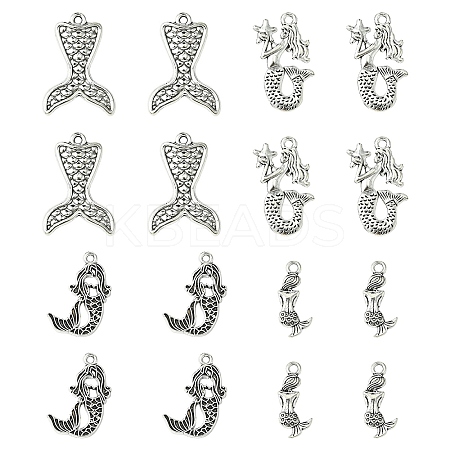 40Pcs 4 Styles Tibetan Style Alloy Pendants TIBEP-YW0002-03-1