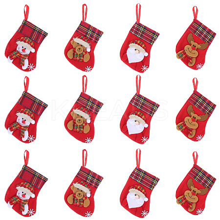 12Pcs 4 Styles Cloth Christmas Stocking Gift Bag Pendant Decoration FIND-SP0020-60C-1
