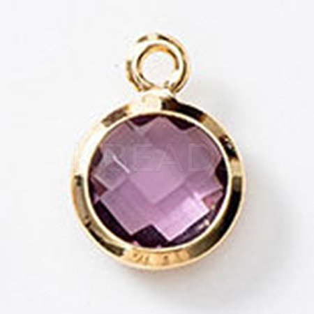 Birthstone Brass K9 Glass Charms KK-H002-28G-02-1