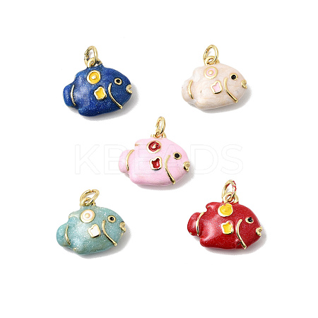 Brass Enamel Pendants KK-P343-03G-1