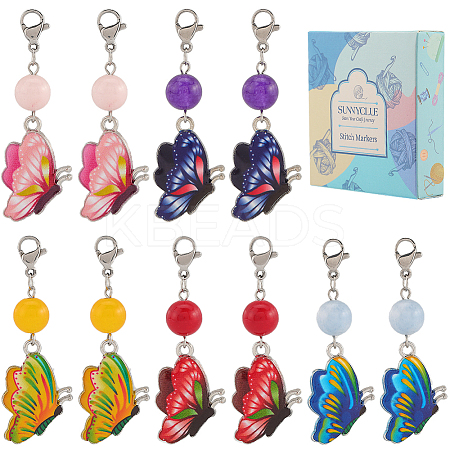 20Pcs Butterfly Alloy Enamel Locking Stitch Markers HJEW-SC0001-52-1