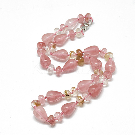 Cherry Quartz Glass Beaded Necklaces NJEW-S389-04-1