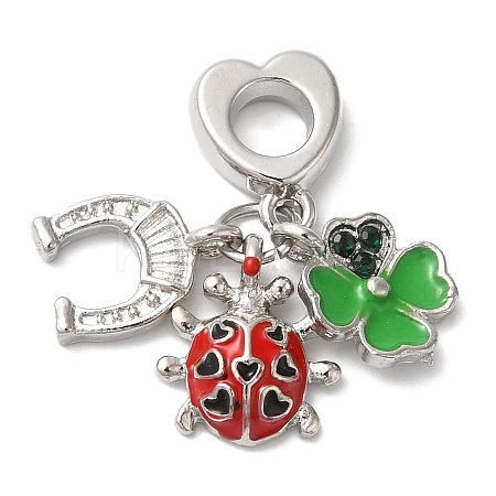 Rack Plating Alloy Emerald Rhinestone European Dangle Charms PALLOY-S189-24P-1