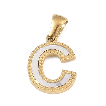 Natural White Shell Alphabet Pendants STAS-M338-02G-C-1