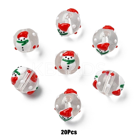 Christmas Transparent Glass Enamel Beads GLAA-YW0005-06C-01-1