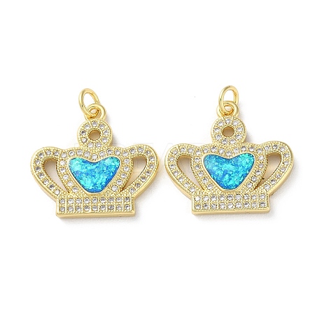 Brass Micro Pave Clear Cubic Zirconia Pendants KK-C045-01A-G-1