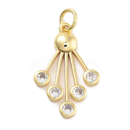 Rack Plating Brass Micro Pave Cubic Zirconia Pendants KK-Z071-74G-01-1