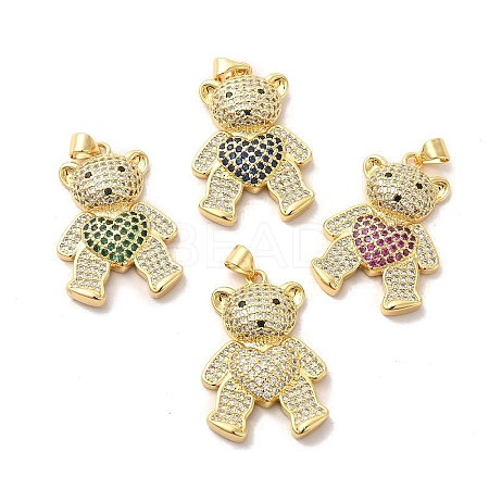 Brass Micro Pave Cubic Zirconia Pendants KK-A180-19G-1
