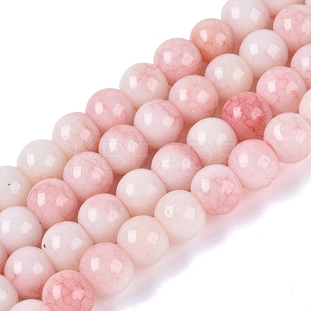 Ombre Effect Opaque Crackle Glass Beads Strands GLAA-Q106-01A-A14-1
