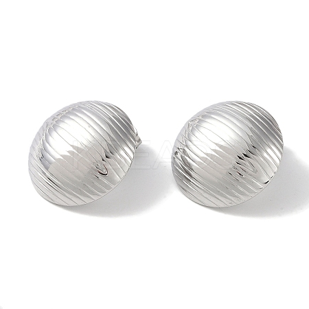 Non-Tarnish Texture Half Round 304 Stainless Steel Stud Earrings for Women EJEW-L283-048P-1