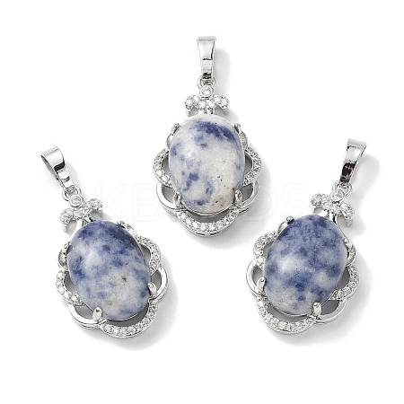 Natural Blue Spot Jasper Oval Pendants G-NH0025-15P-05-1