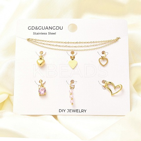 Cubic Zirconia & Glass Heart Pendant & Necklaces & Bracelets Sets SJEW-Q002-08G-1