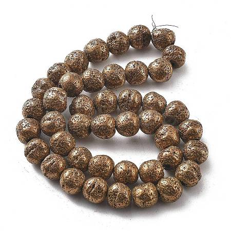 Electroplated Natural Lava Rock Beads Strands G-A251-D01-01G-1