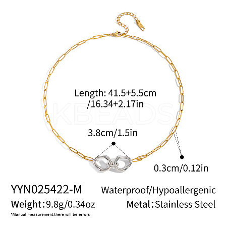 Two Tone 304 Stainless Steel Double Hoop Pendant Necklaces for Women QP5303-2-1