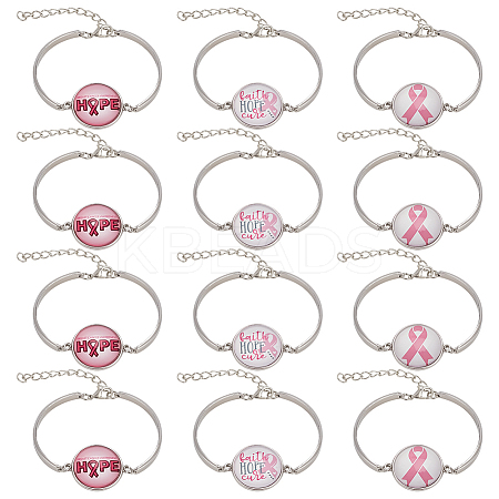12Pcs 3 Colors Word HOPE Glass Link Bracelets BJEW-NB0001-12-1
