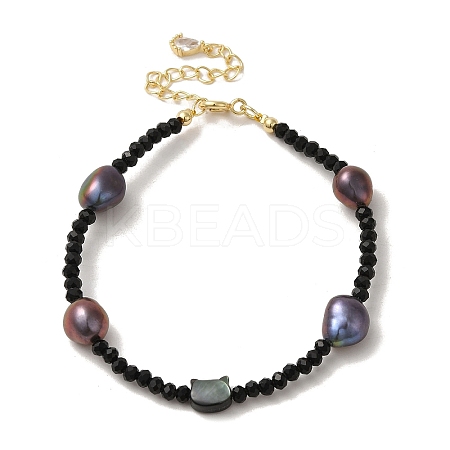 Natural Pearl & Shell & Glass Beaded Bracelets BJEW-C051-23G-1