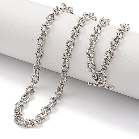 Twist Oval Brass Cable Chain Necklaces for Women NJEW-G084-05P-1