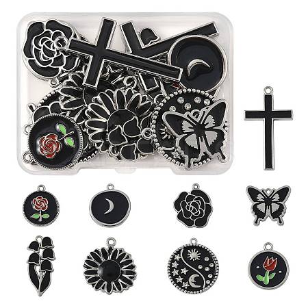 18Pcs 9 Styles Alloy Enamel Pendants FIND-FS0004-51-1