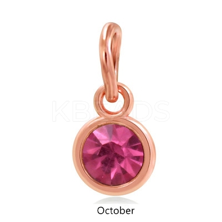 Rose Gold Plated Alloy Glass Rhinestone Charms PALLOY-TAC0016-A10-RG-1