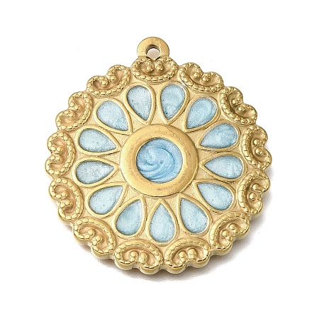 304 Stainless Steel Enamel Pendants STAS-E520-02B-G-1